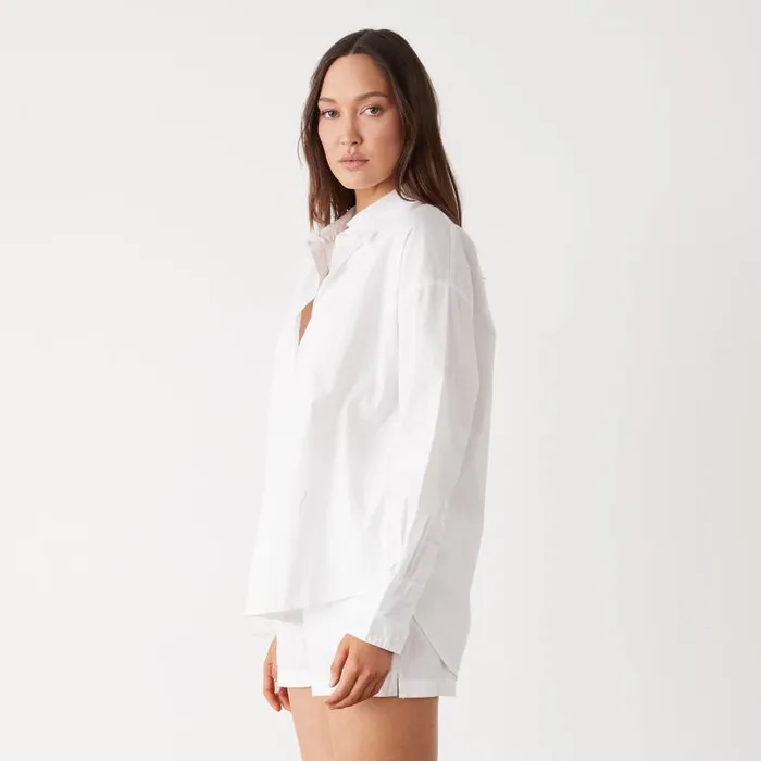 MONROW LONG SLEEVE Poplin Shirt White 8211 Shop
