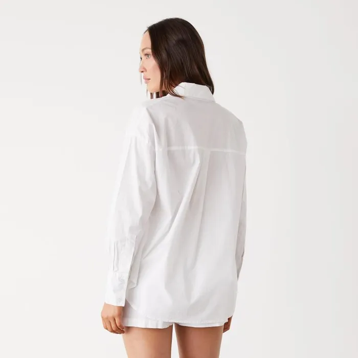 MONROW LONG SLEEVE Poplin Shirt White 8211 Shop