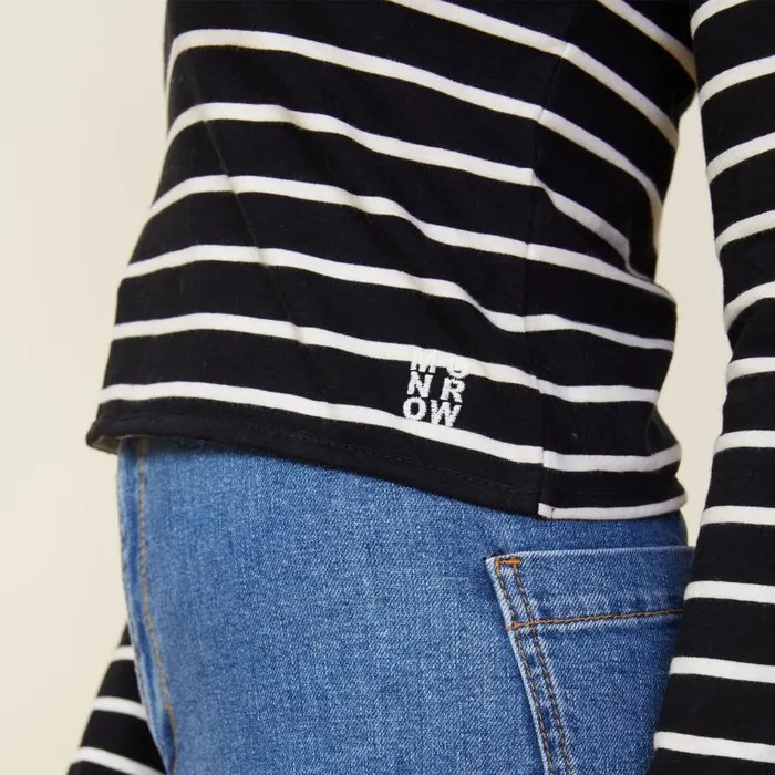 MONROW LONG SLEEVE Stripe Long Sleeve Crew Blacknatural 8211 Shop