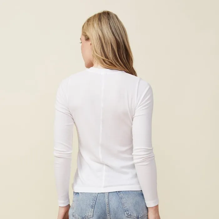 MONROW LONG SLEEVE Supima Rib Long Sleeve Crew White 8211 Shop