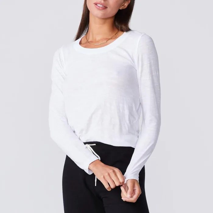 MONROW LONG SLEEVE Textured TriBlend Fitted Long Sleeve Crew White 8211 Shop