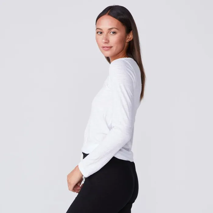 MONROW LONG SLEEVE Textured TriBlend Fitted Long Sleeve Crew White 8211 Shop