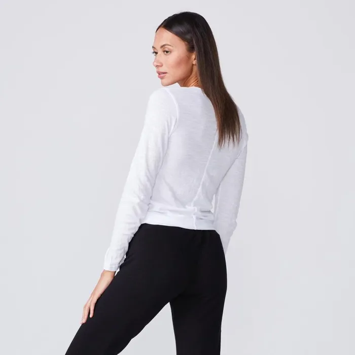 MONROW LONG SLEEVE Textured TriBlend Fitted Long Sleeve Crew White 8211 Shop
