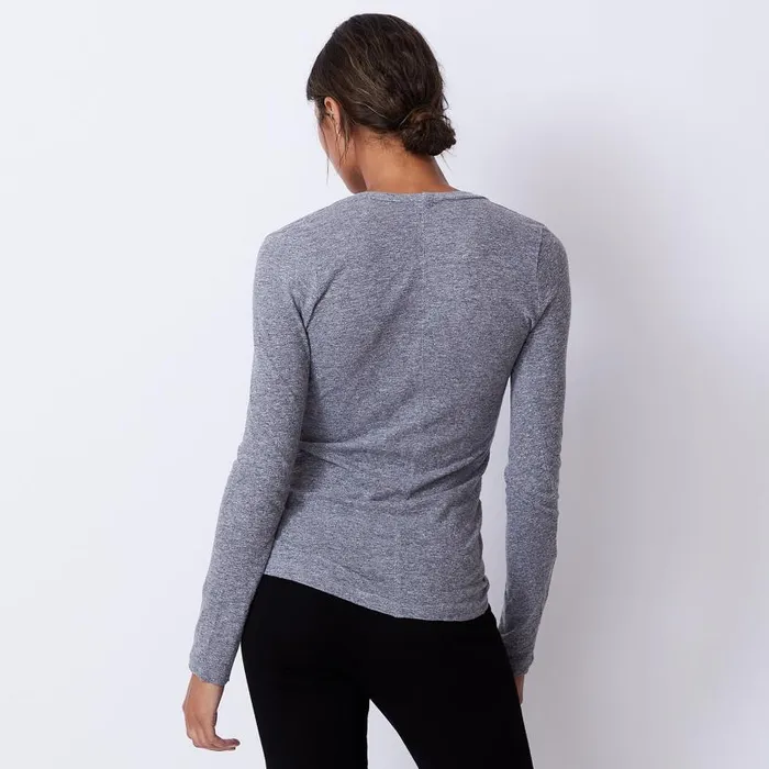 MONROW LONG SLEEVE Textured TriBlend Fitted Long Sleeve V Neck Tee Granite 8211 Shop