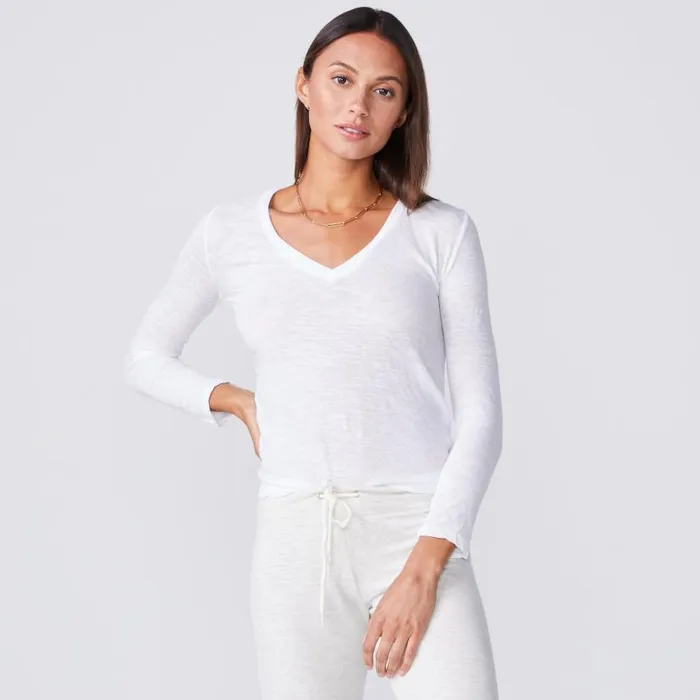 MONROW LONG SLEEVE Textured TriBlend Fitted Long Sleeve V Neck Tee White 8211 Shop MONROW LONG SLEEVE Textured TriBlend Fitted Long Sleeve V Neck Tee White 8211 Shop
