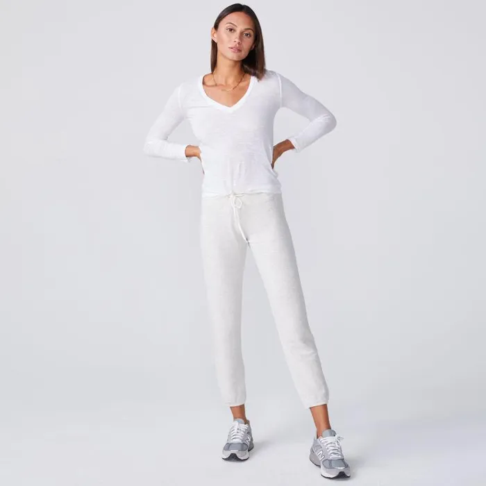 MONROW LONG SLEEVE Textured TriBlend Fitted Long Sleeve V Neck Tee White 8211 Shop