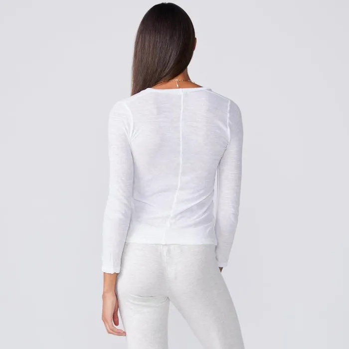 MONROW LONG SLEEVE Textured TriBlend Fitted Long Sleeve V Neck Tee White 8211 Shop