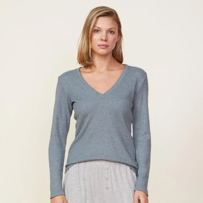 MONROW LONG SLEEVE Thermal Long Sleeve V Neck Green Grey 8211 Shop