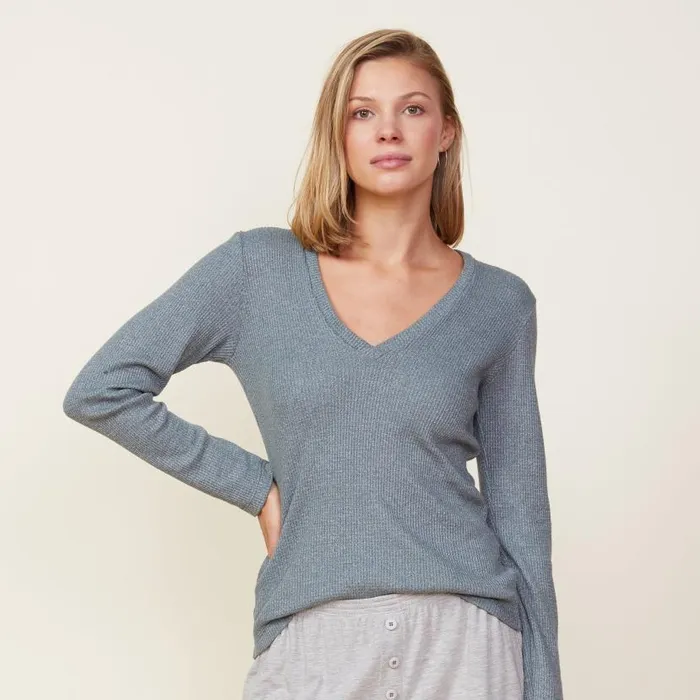 MONROW LONG SLEEVE Thermal Long Sleeve V Neck Green Grey 8211 Shop