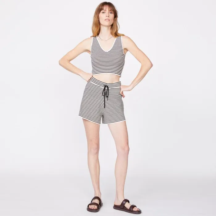 MONROW SHORTS Stripe Easy Sweater Shorts Ivoryduskblack 8211 Shop