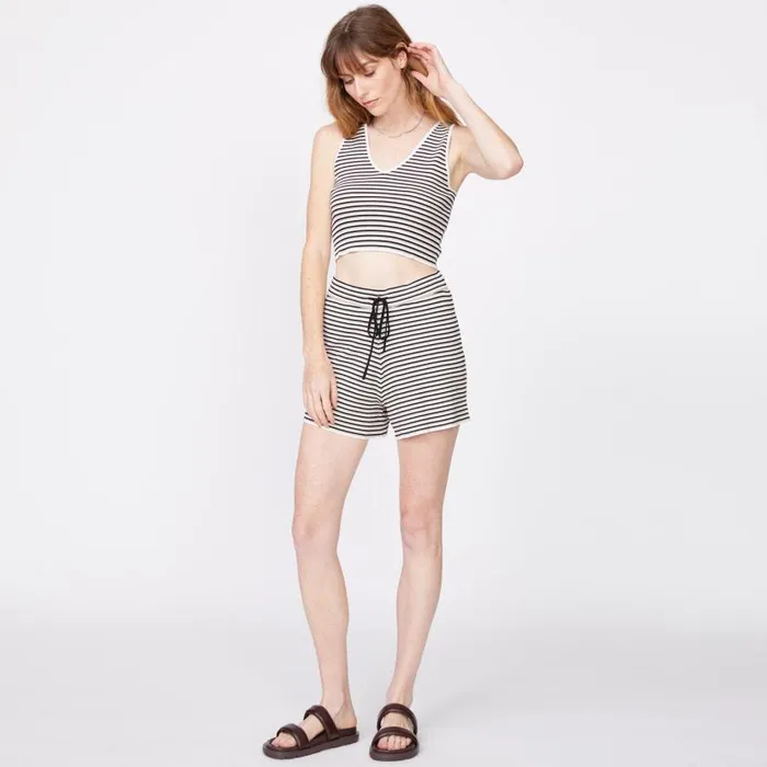 MONROW SHORTS Stripe Easy Sweater Shorts Ivoryduskblack 8211 Shop