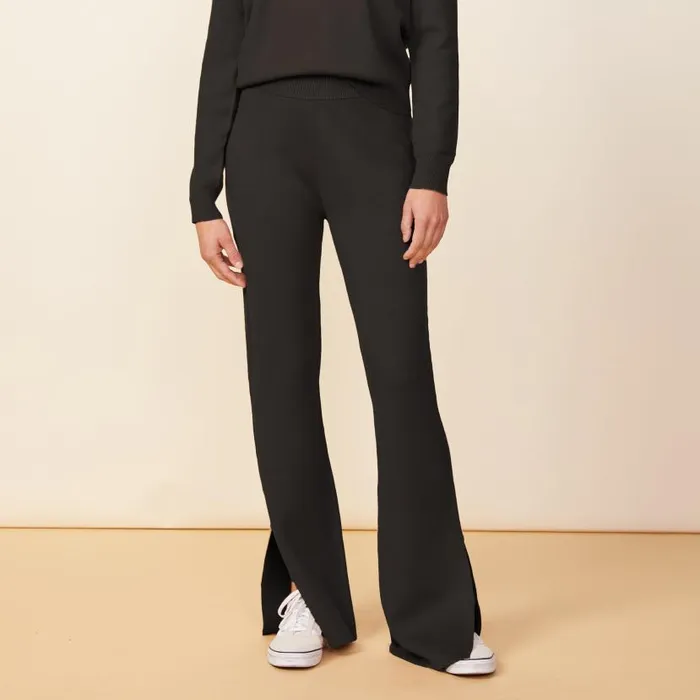 MONROW SWEATS Soft Knit Flare Pants Black 8211 Shop