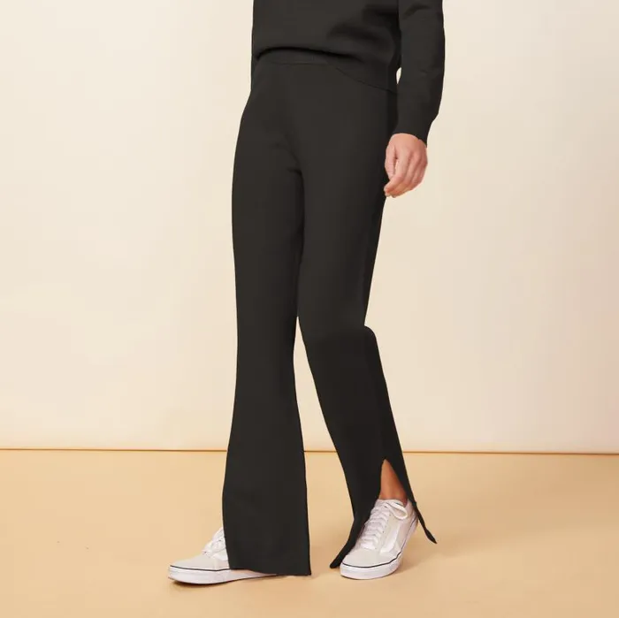 MONROW SWEATS Soft Knit Flare Pants Black 8211 Shop