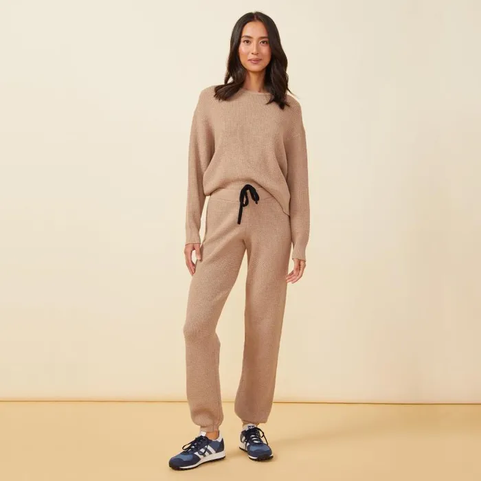 MONROW SWEATS Soft Knit Waffle Oversized Sweats Barley 8211 Shop