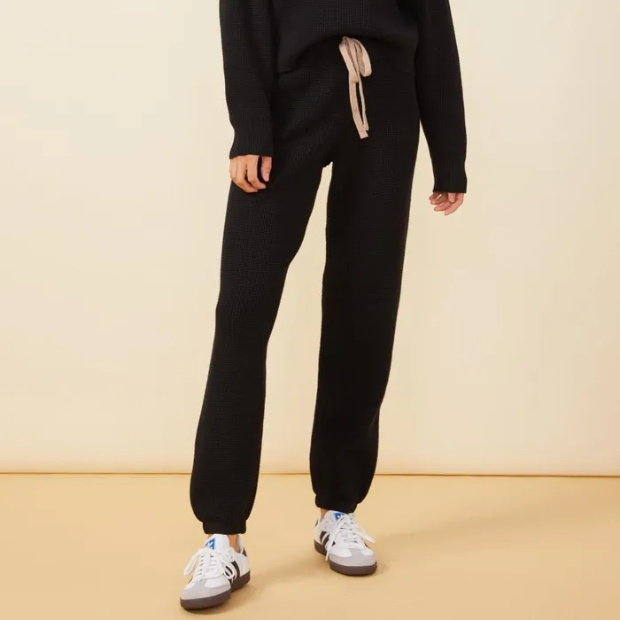 MONROW SWEATS Soft Knit Waffle Oversized Sweats Black 8211 Shop