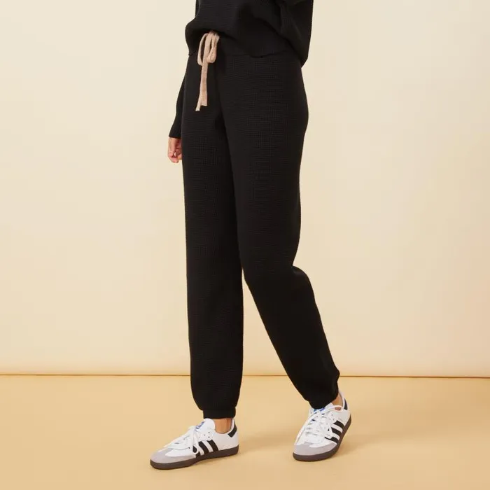 MONROW SWEATS Soft Knit Waffle Oversized Sweats Black 8211 Shop