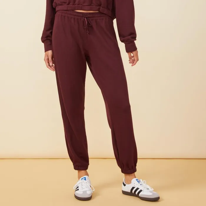 MONROW SWEATS Supersoft Fleece Elastic Vintage Sweat With Silky Piping Merlot 8211 Shop