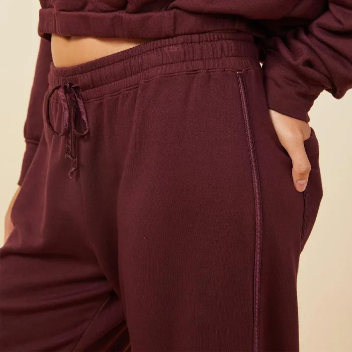 MONROW SWEATS Supersoft Fleece Elastic Vintage Sweat With Silky Piping Merlot 8211 Shop