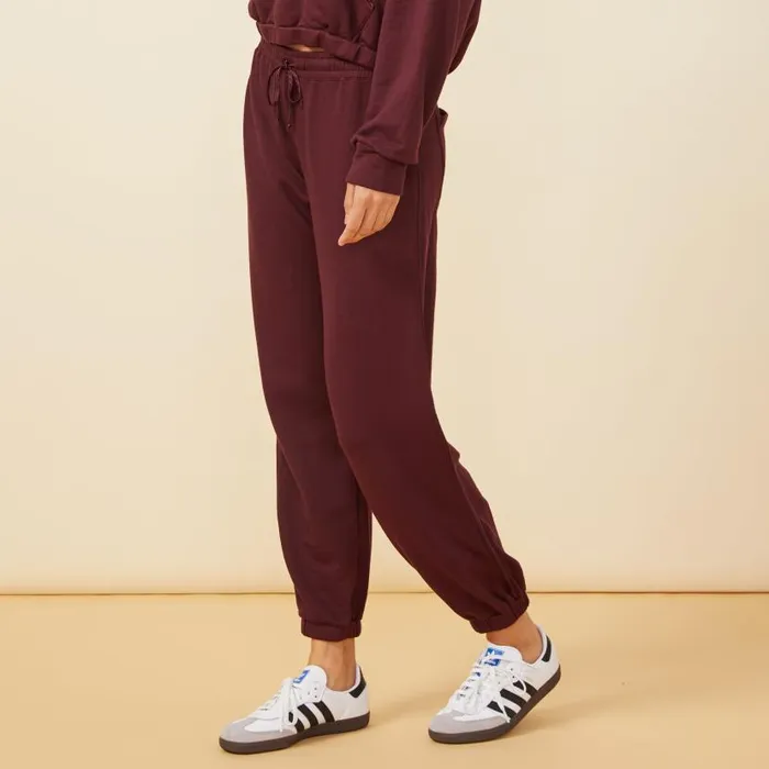 MONROW SWEATS Supersoft Fleece Elastic Vintage Sweat With Silky Piping Merlot 8211 Shop