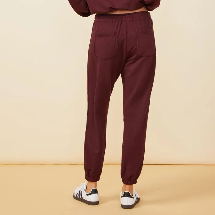 MONROW SWEATS Supersoft Fleece Elastic Vintage Sweat With Silky Piping Merlot 8211 Shop