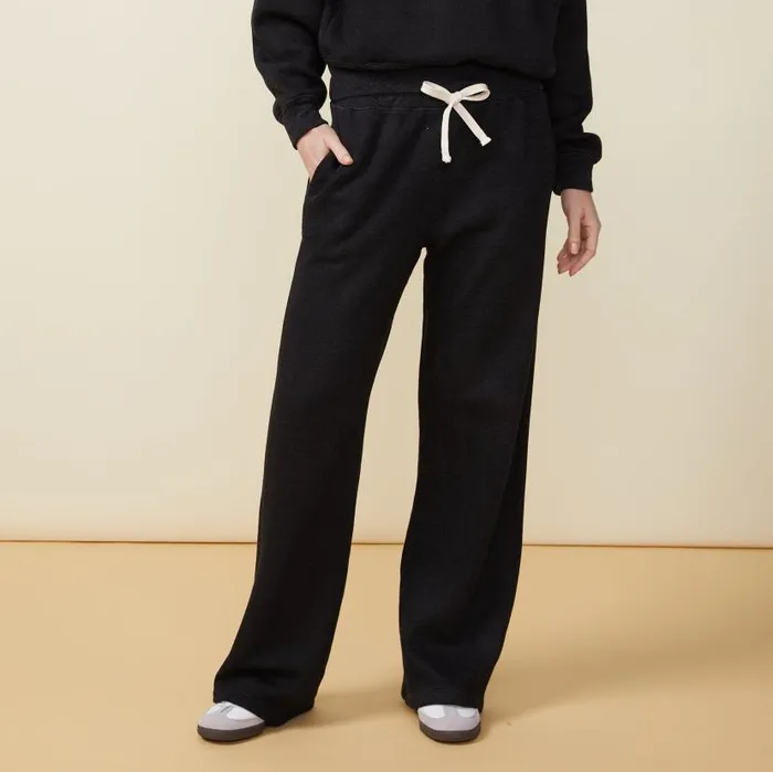 MONROW SWEATS Teddy Fleece Straight Leg Sweat Black 8211 Shop