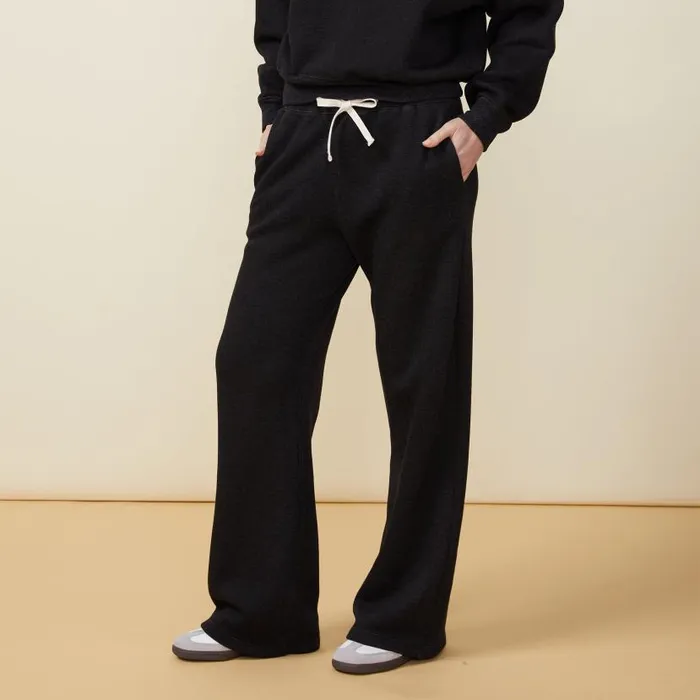 MONROW SWEATS Teddy Fleece Straight Leg Sweat Black 8211 Shop