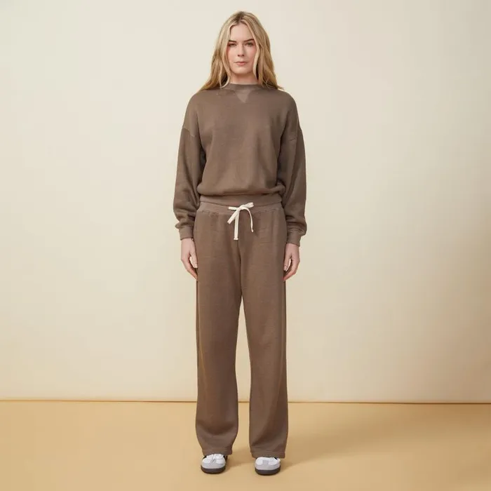MONROW SWEATS Teddy Fleece Straight Leg Sweat Earl Grey 8211 Shop