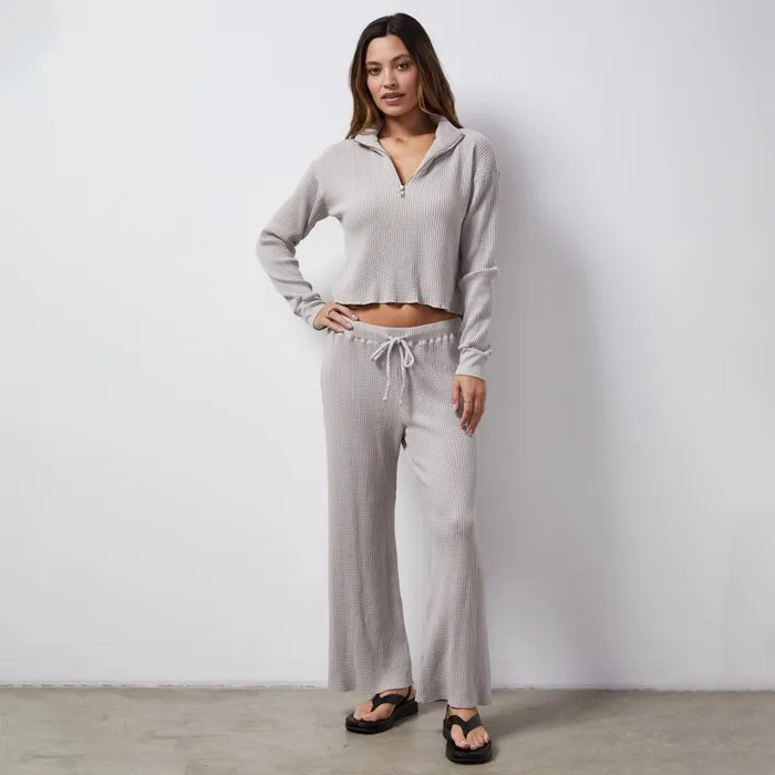 MONROW SWEATS Waffle Crop Lounge Sweat Stone Grey 8211 Shop