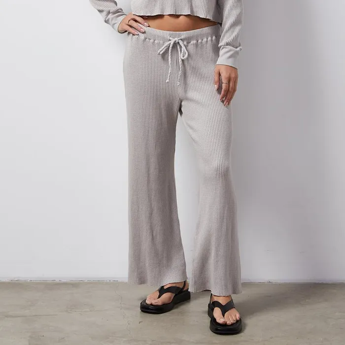 MONROW SWEATS Waffle Crop Lounge Sweat Stone Grey 8211 Shop