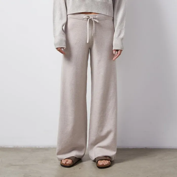 MONROW SWEATS Wool Cashmere Wide Leg Sweat Oatmeal 8211 Shop