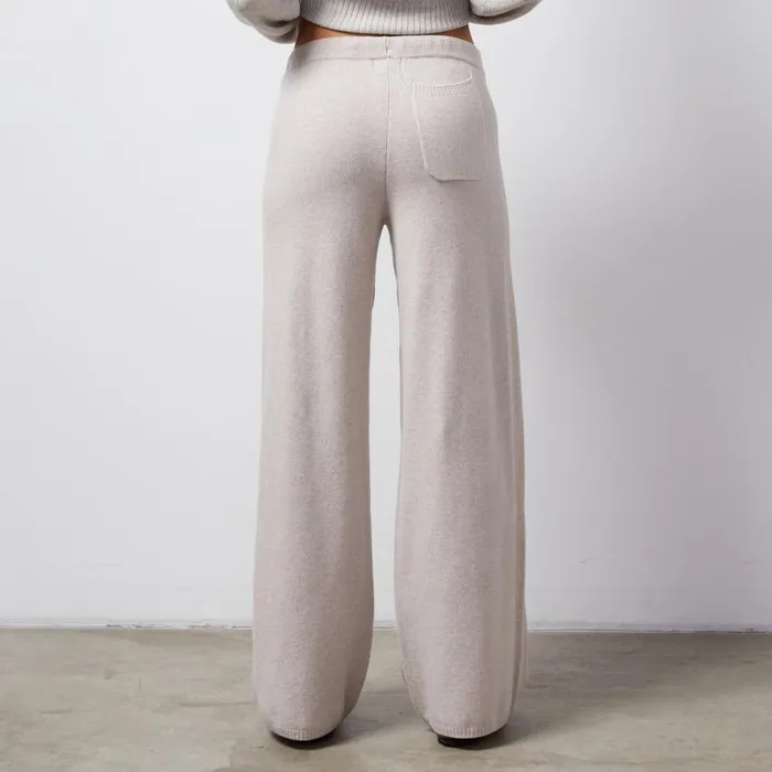 MONROW SWEATS Wool Cashmere Wide Leg Sweat Oatmeal 8211 Shop