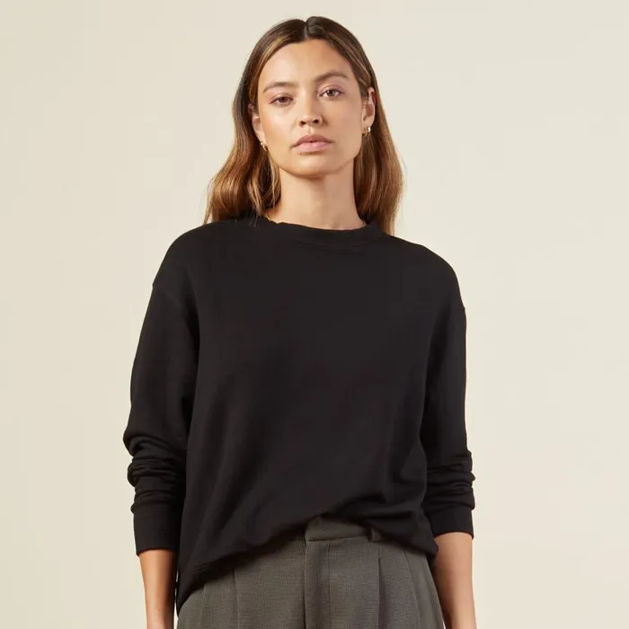 MONROW SWEATSHIRTS Supersoft Fleece Boyfriend Sweatshirt Black 8211 Shop