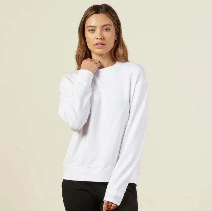 MONROW SWEATSHIRTS Supersoft Fleece Boyfriend Sweatshirt White 8211 Shop