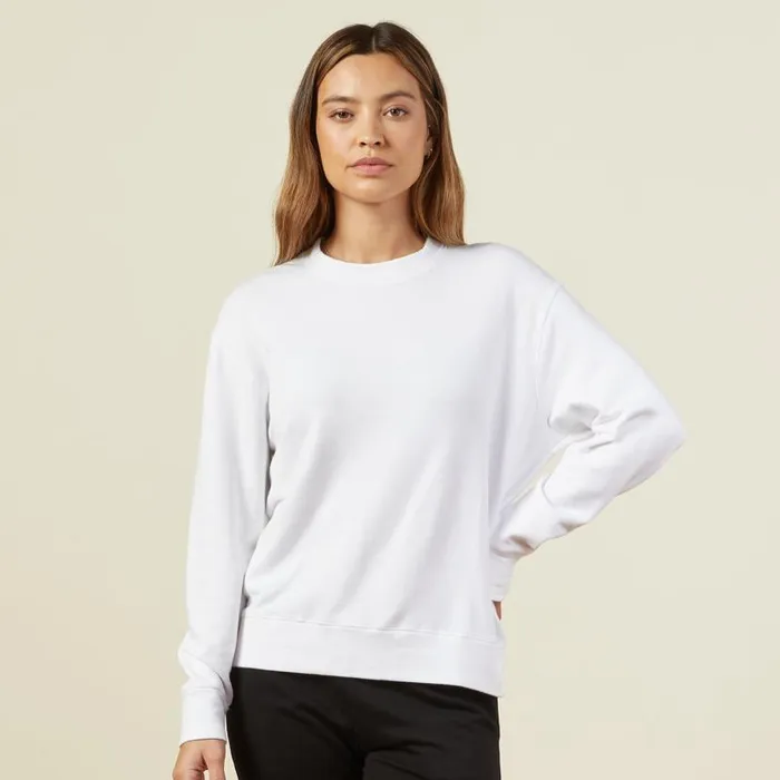MONROW SWEATSHIRTS Supersoft Fleece Boyfriend Sweatshirt White 8211 Shop