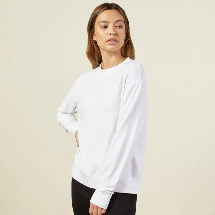 MONROW SWEATSHIRTS Supersoft Fleece Boyfriend Sweatshirt White 8211 Shop