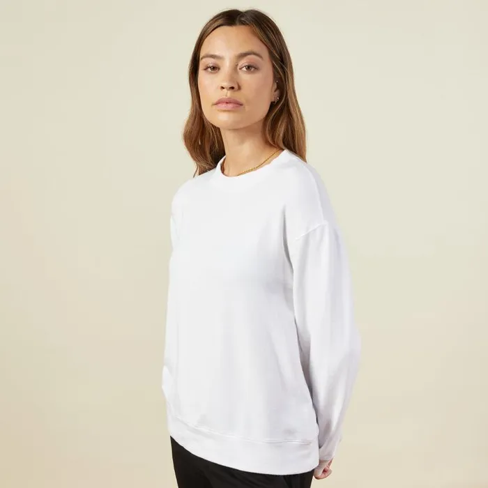 MONROW SWEATSHIRTS Supersoft Fleece Boyfriend Sweatshirt White 8211 Shop
