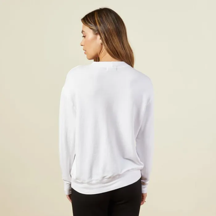 MONROW SWEATSHIRTS Supersoft Fleece Boyfriend Sweatshirt White 8211 Shop