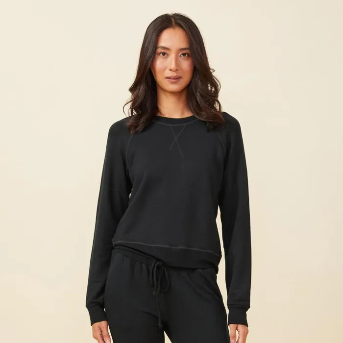 MONROW SWEATSHIRTS Supersoft Fleece Raglan Black 8211 Shop