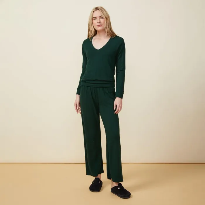 MONROW SWEATSHIRTS Supersoft Long Sleeve V Neck Evergreen 8211 Shop