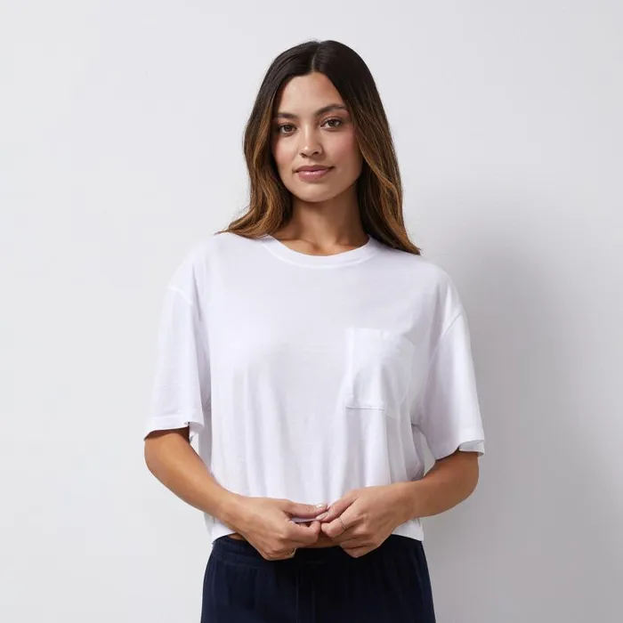 MONROW TEES Organic Jersey Crop Pocket Tee White 8211 Shop