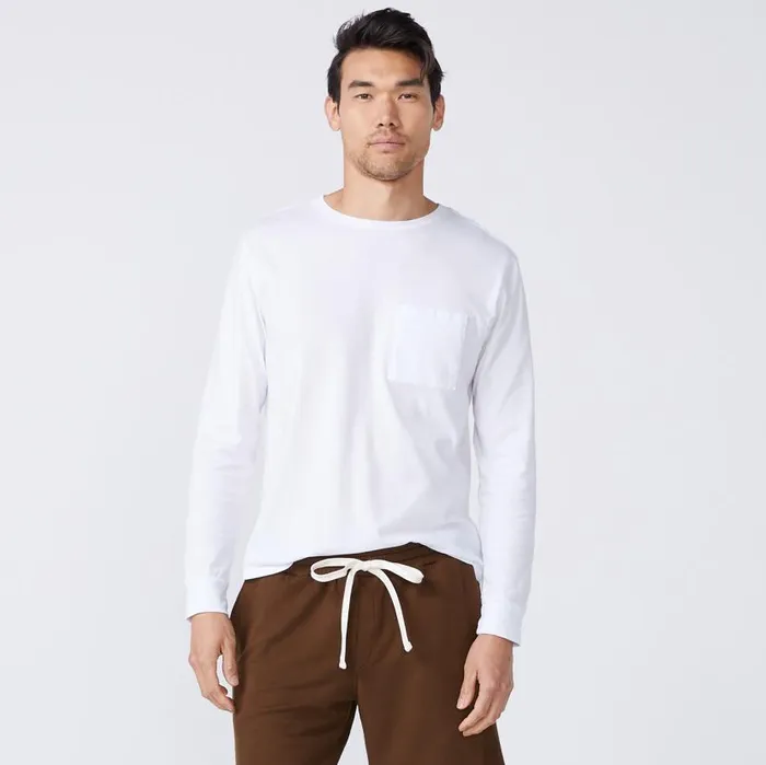 MONROW VIEW ALL Long Sleeve Pocket Crew White 8211 Shop