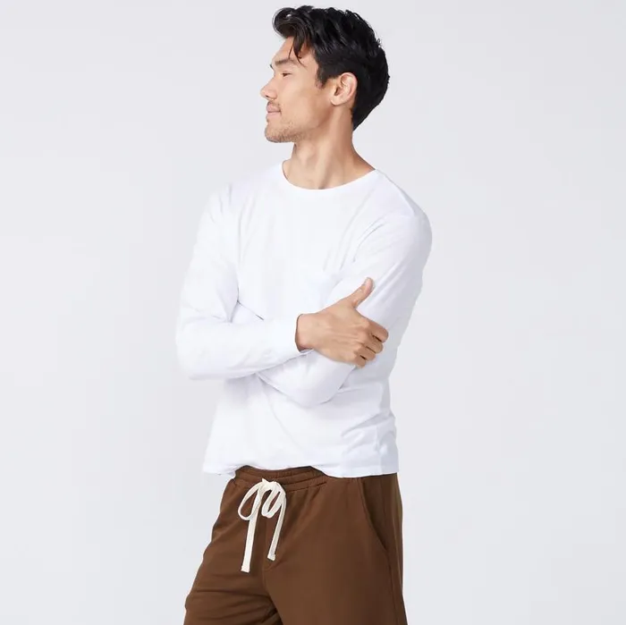 MONROW VIEW ALL Long Sleeve Pocket Crew White 8211 Shop