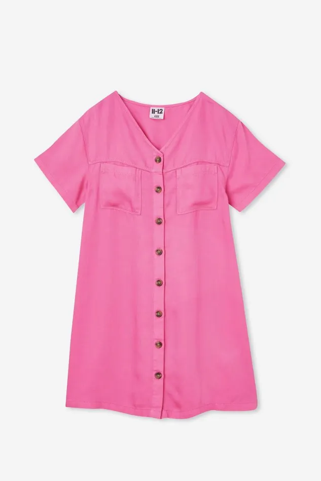 Nancy Short Sleeve Dress Raspberry Pink GirlsBoys Cotton On Dresses