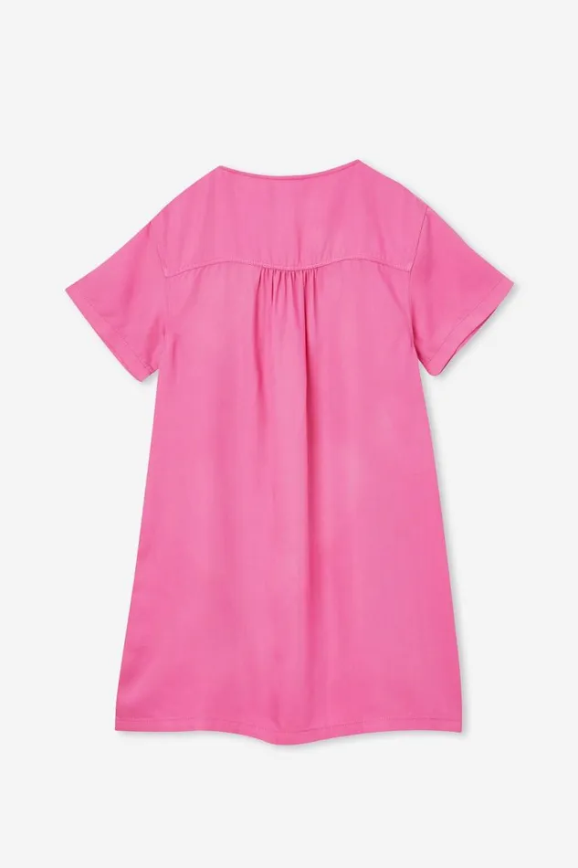 Nancy Short Sleeve Dress Raspberry Pink GirlsBoys Cotton On Dresses