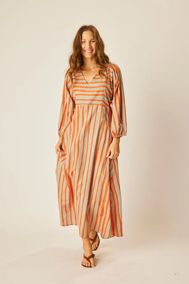 Natalie Martin ALICE DRESS Batik Stripe Sage Shop Dresses