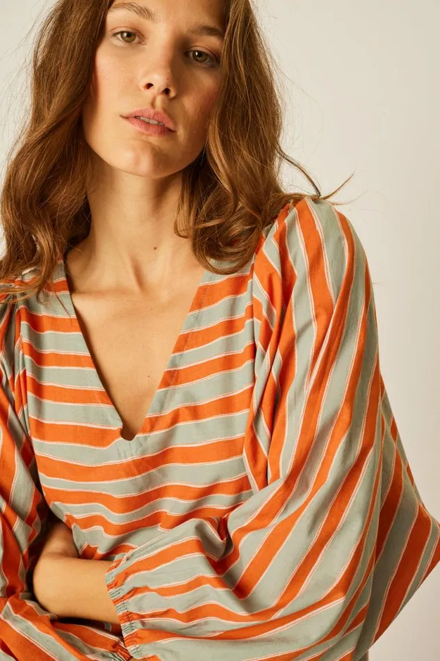 Natalie Martin ALICE DRESS Batik Stripe Sage Shop Dresses