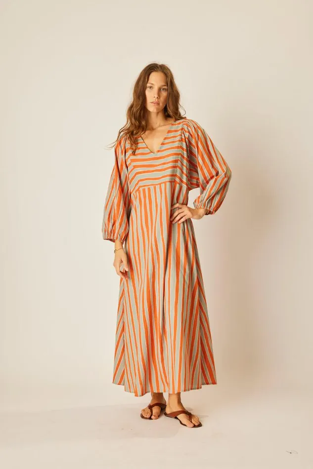 Natalie Martin ALICE DRESS Batik Stripe Sage Shop Dresses