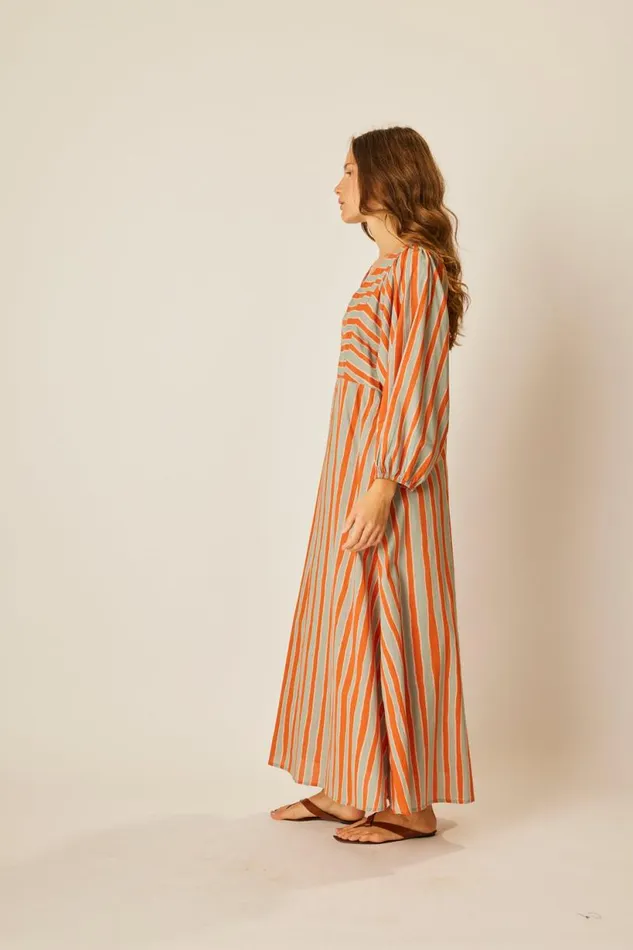Natalie Martin ALICE DRESS Batik Stripe Sage Shop Dresses