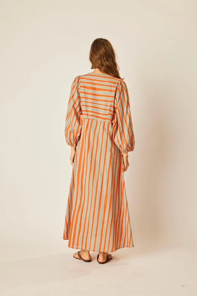 Natalie Martin ALICE DRESS Batik Stripe Sage Shop Dresses