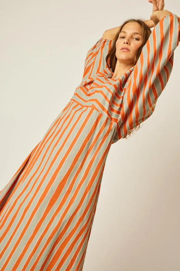 Natalie Martin ALICE DRESS Batik Stripe Sage Shop Dresses